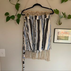 Blue white and Gray striped mini skirt